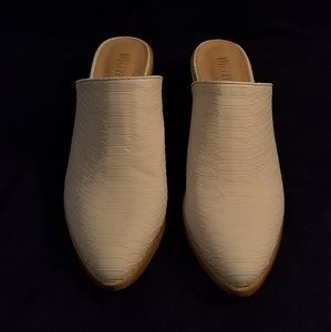 M.i.i.M Cream Crocodile Print Mules